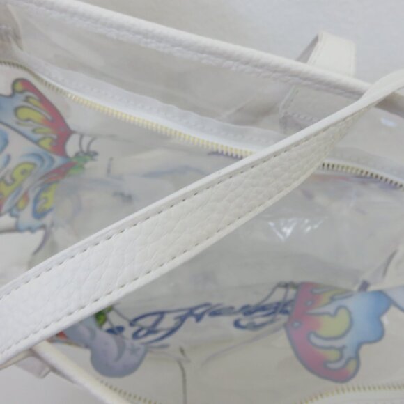 Ed Hardy Purple Butterfly Graphic Clear Tote Bag - Picture 3 of 5